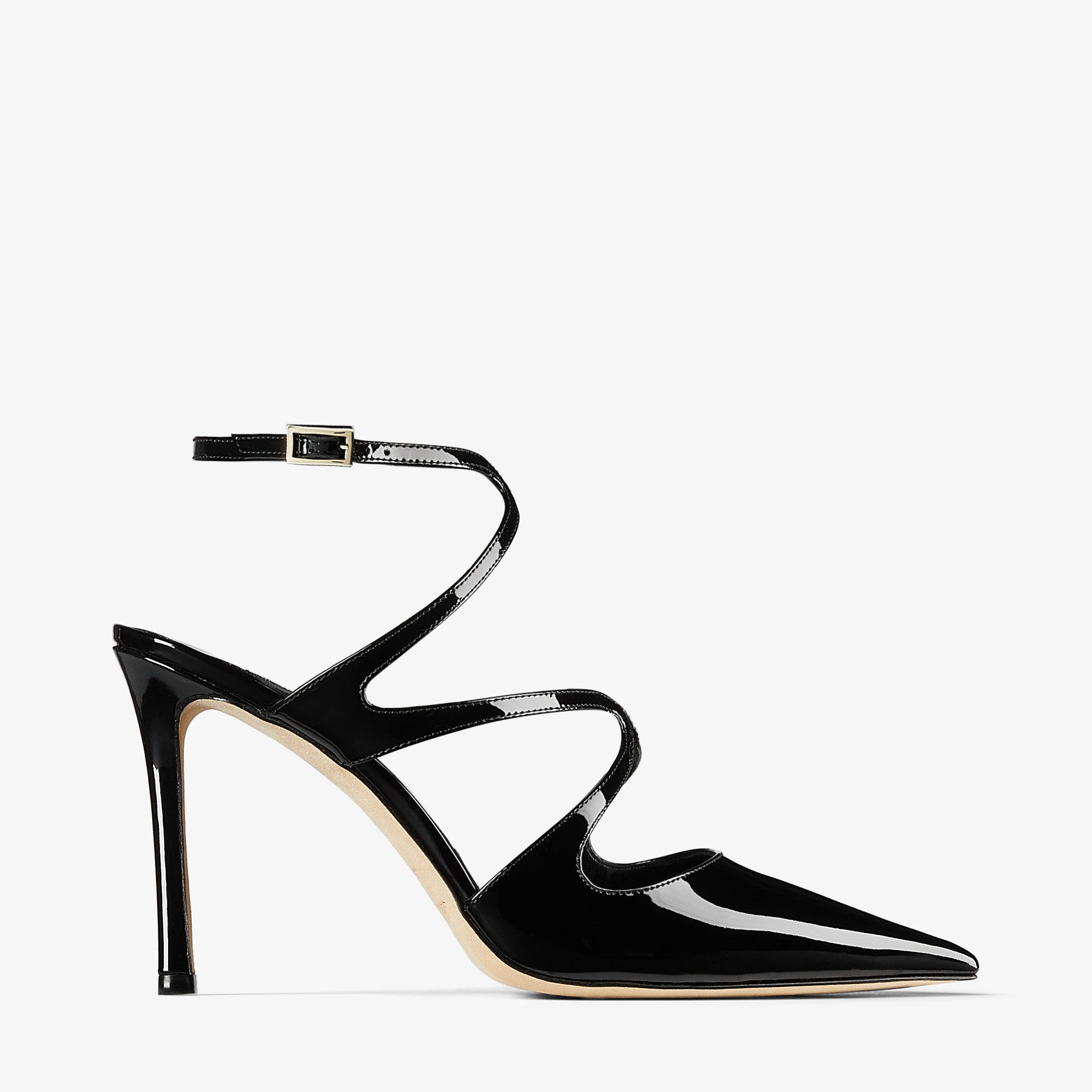 Jimmy Choo Azia Classic 95 Mm Black Patent Leather Pointed Toe Pump Heels AZIAPUMP95PAT