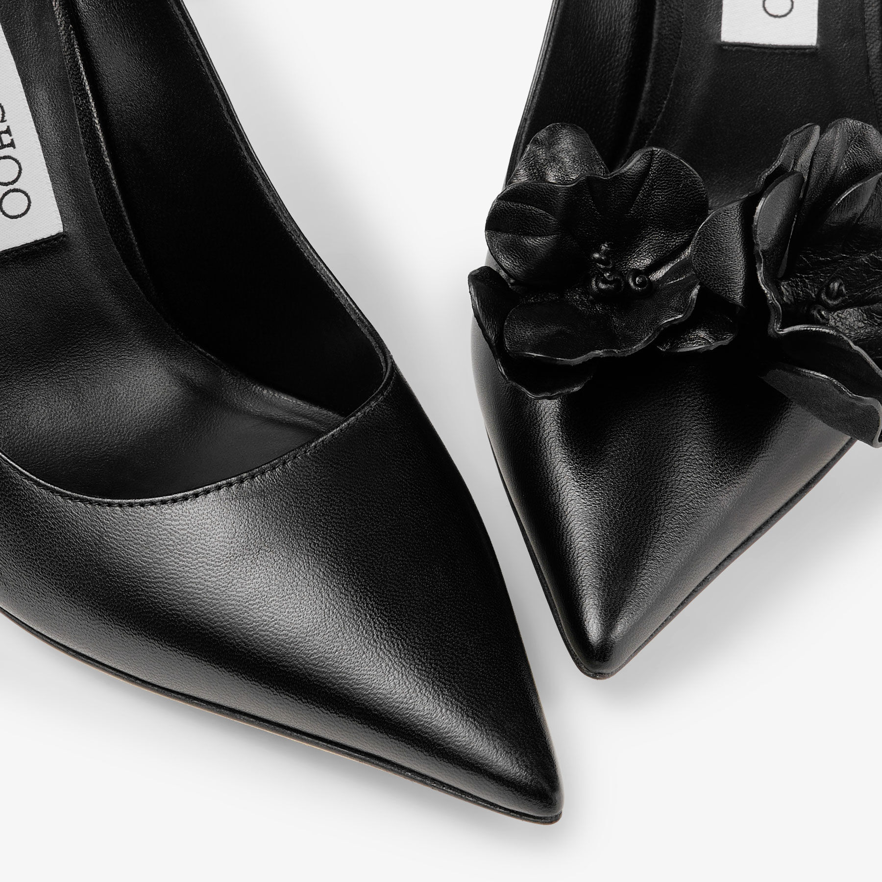 Jimmy Choo Rene Flowers 100 Mm Black Nappa Leather Pointed Toe Pump Heels RENEFLOWERS100BGW