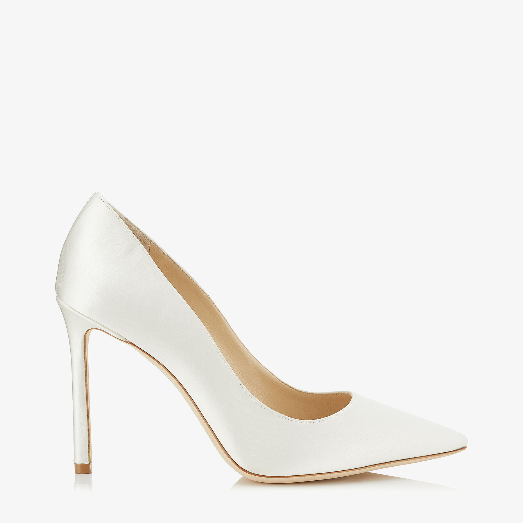 Jimmy Choo Romy Classic 100 Mm White Satin Pointed Toe Pump Heels ROMY100SAT