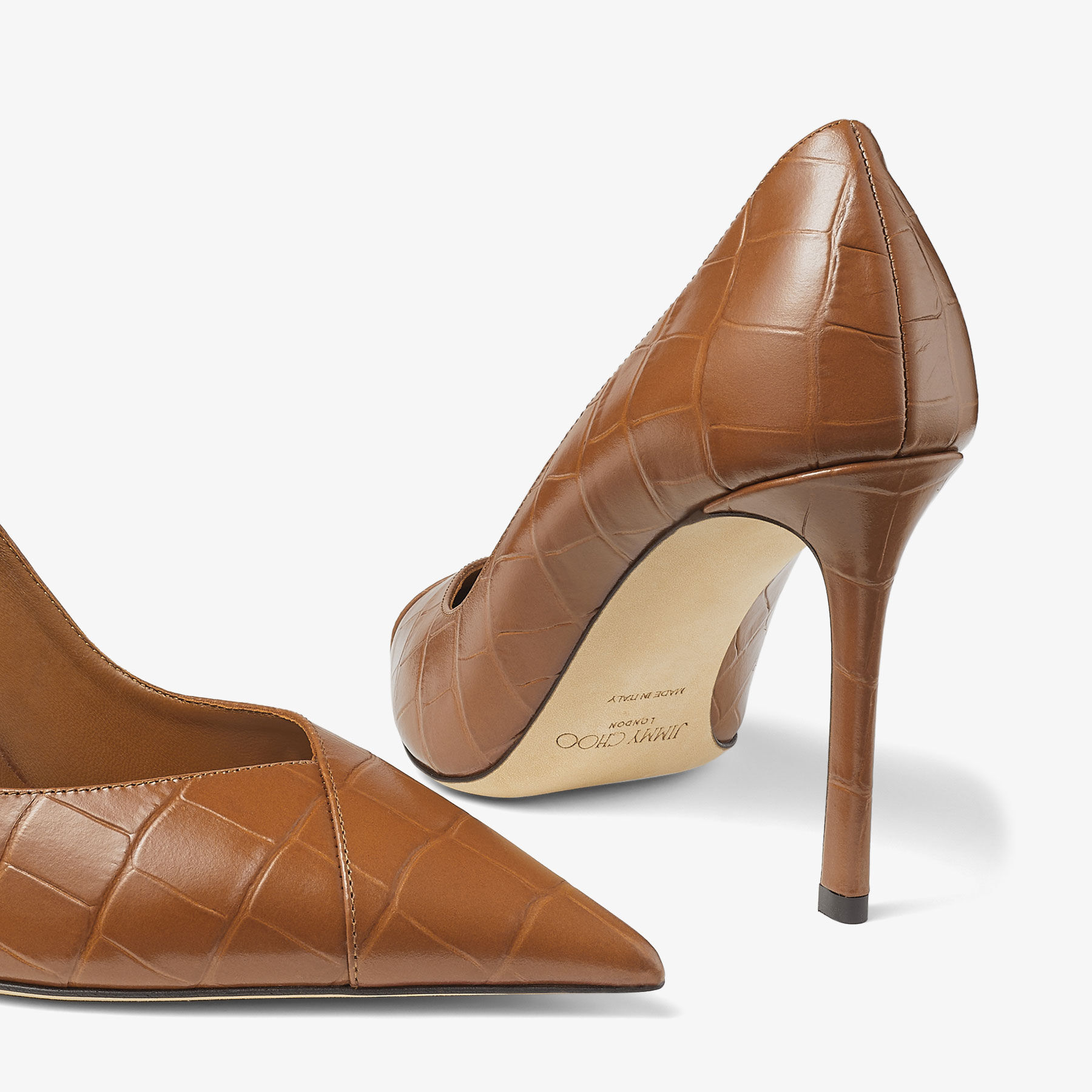 Jimmy Choo Cass Classic 95 Mm Tan Leather Pointed Toe Pump Heels CASS95CQX