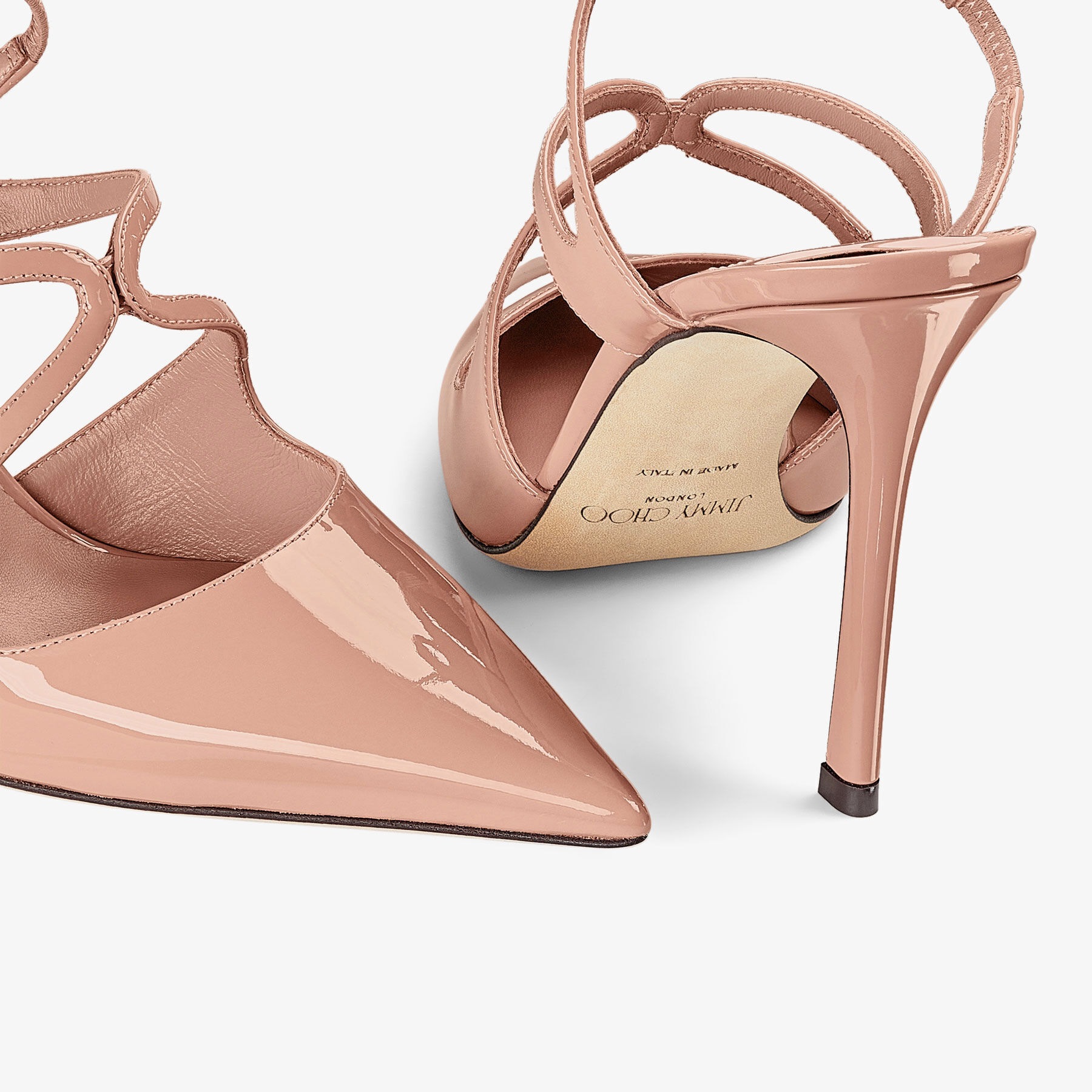 Jimmy Choo Azia Classic 95 Mm Pink Patent Leather Pointed Toe Pump Heels AZIAPUMP95PAT