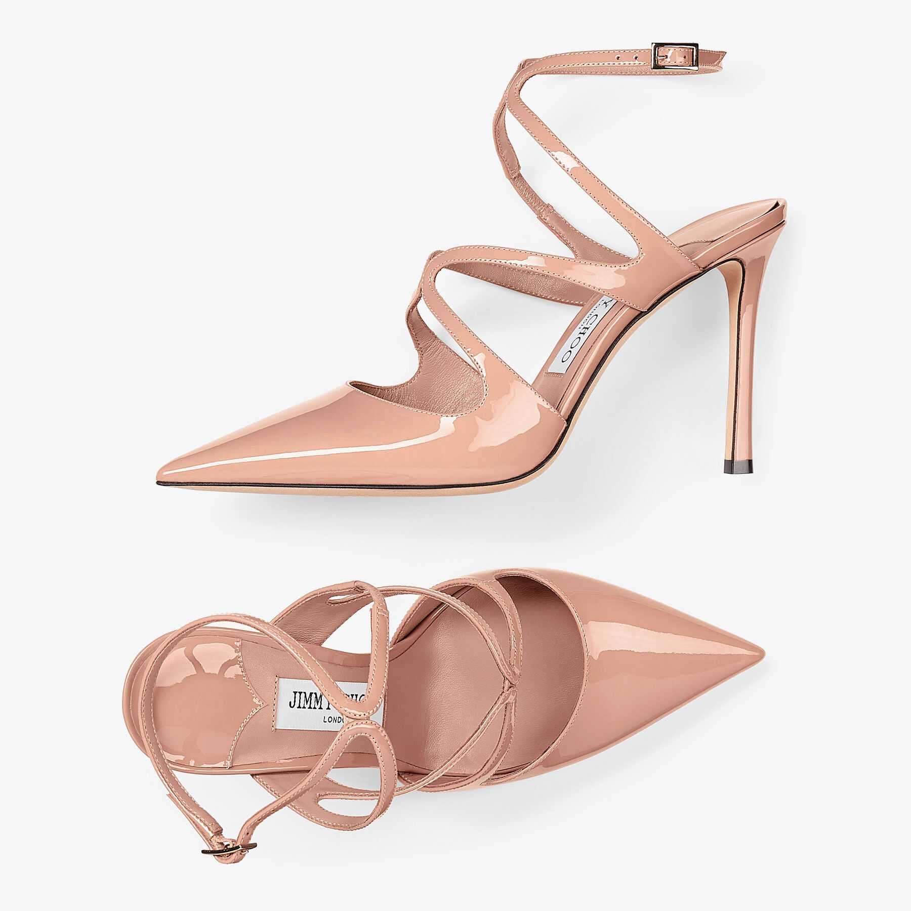 Jimmy Choo Azia Classic 95 Mm Pink Patent Leather Pointed Toe Pump Heels AZIAPUMP95PAT