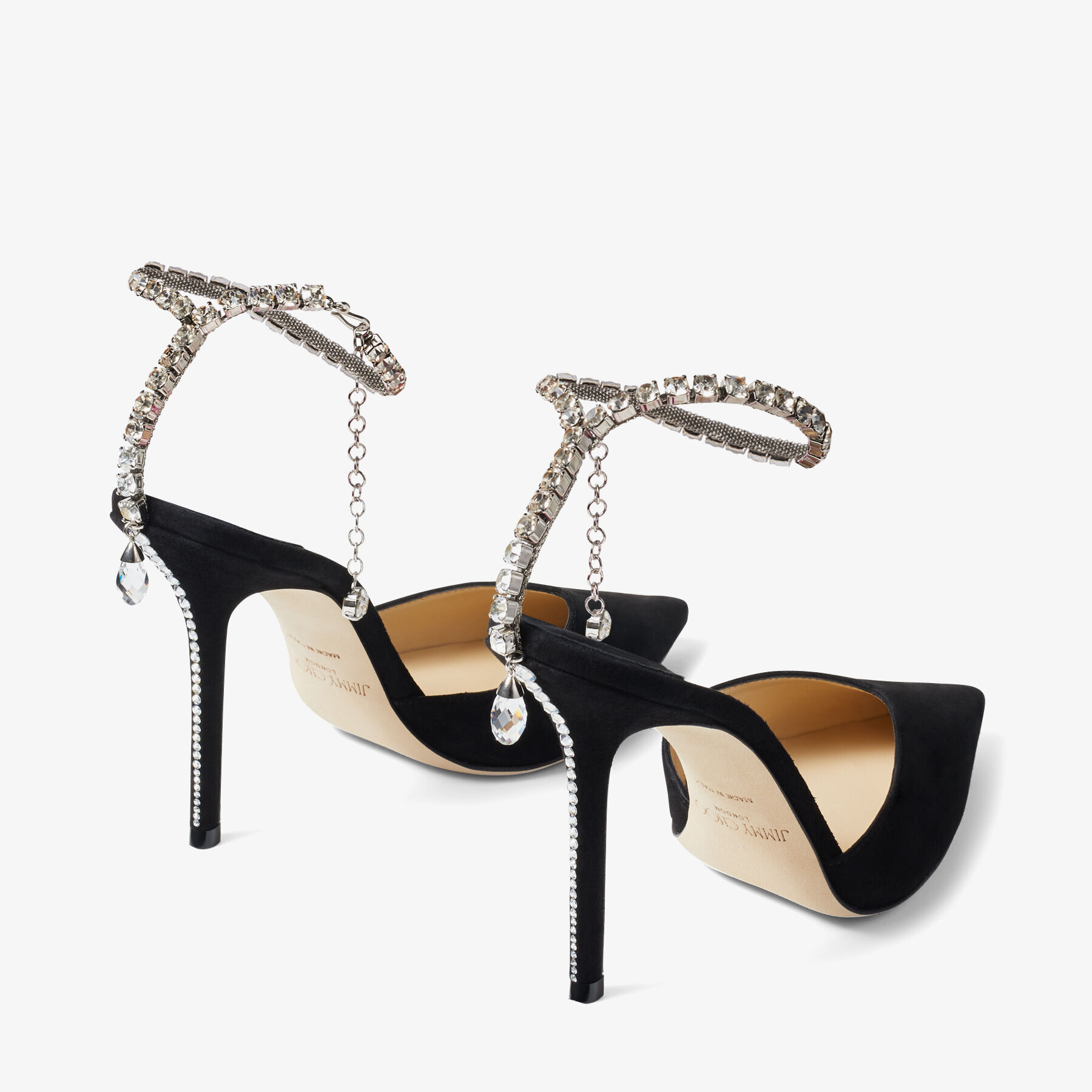 Jimmy Choo / Jean Paul Gaultier Bing Classic 90 mm prata líquido metal couro bico fino salto alto JCXJPGBINGQUI