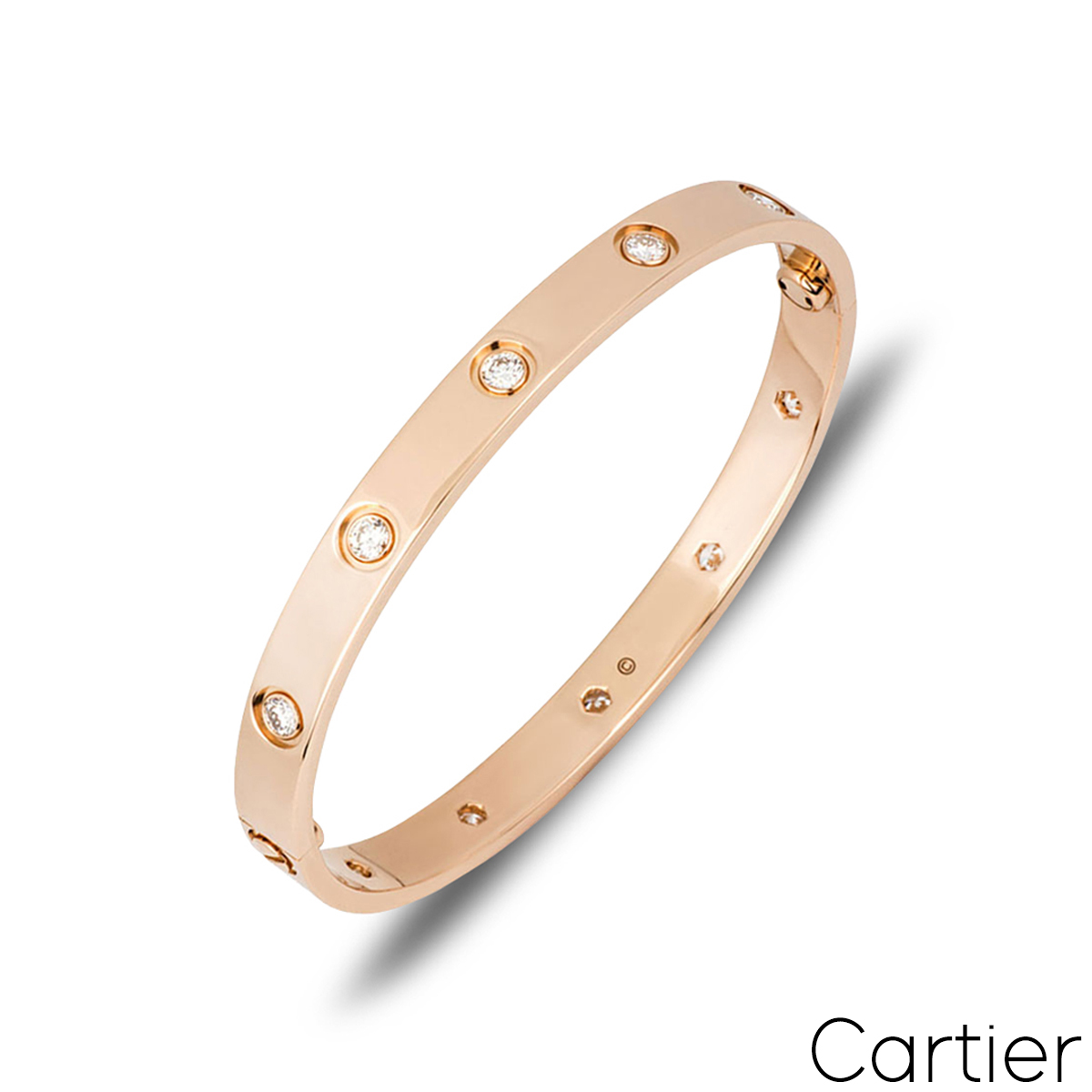 Cartier Love Classic Yellow Gold 4 Diamonds Bangle Bracelet B6069917