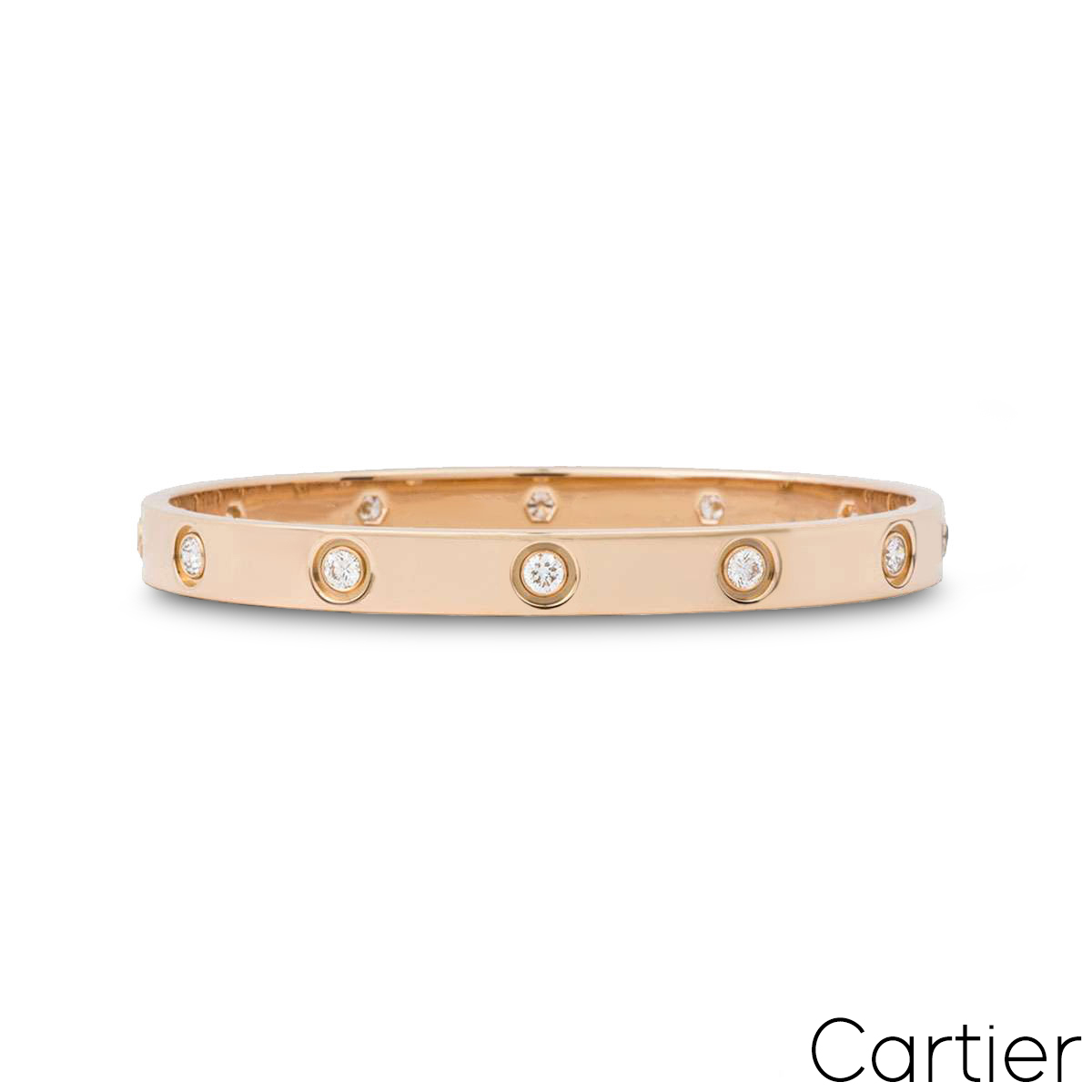 Cartier Love Classic Yellow Gold 4 Diamonds Bangle Bracelet B6069917