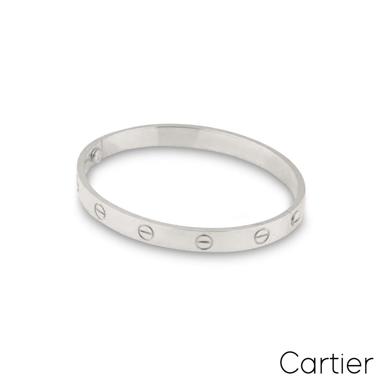 Cartier Love Classic White Gold 4 Diamonds Bangle Bracelet B6070117