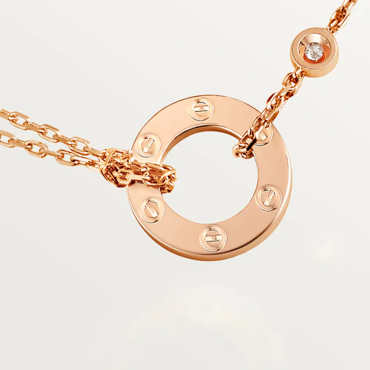 Cartier Love Hot 18k Pink Gold Chain Circle Unisex Strand Necklace B7224509