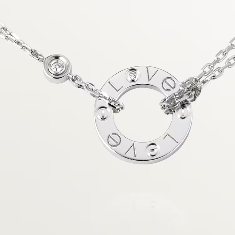 Cartier Love Hot 18k White Gold Chain Circle Unisex Strand Necklace B7219400