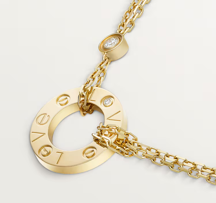 Cartier Love Hot 18k Yellow Gold Chain Circle Unisex Strand Necklace B7219500