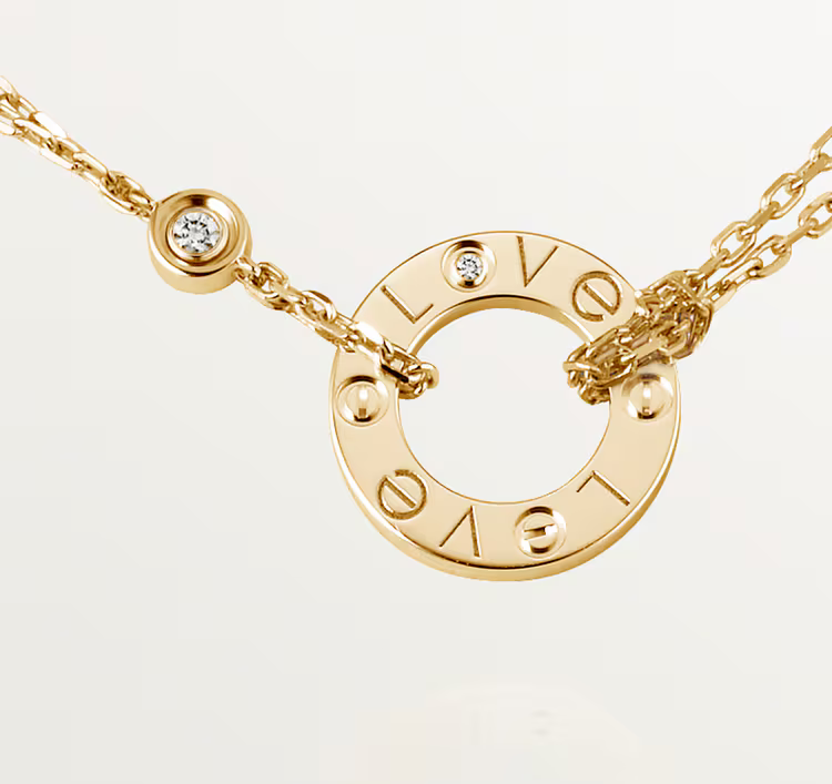 Cartier Love Hot 18k Yellow Gold Chain Circle Unisex Strand Necklace B7219500
